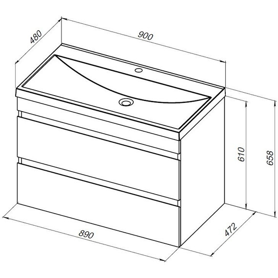 ТУМБА ПОД РАКОВИНУ AQUANET НОТА NEW 90 ДУБ СВЕТЛЫЙ