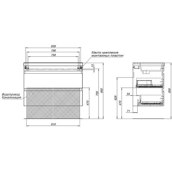ТУМБА ПОД РАКОВИНУ AQUANET НОТА NEW 90 ДУБ СВЕТЛЫЙ