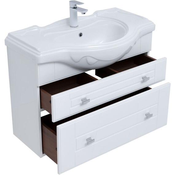 ТУМБА ПОД РАКОВИНУ AQUANET РОНДО 85 БЕЛЫЙ ГЛЯНЕЦ