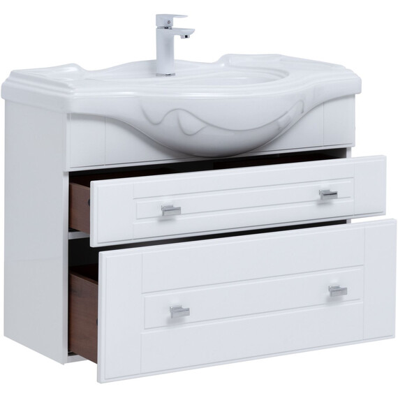 ТУМБА ПОД РАКОВИНУ AQUANET РОНДО 85 БЕЛЫЙ ГЛЯНЕЦ