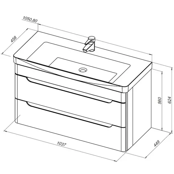 ТУМБА ПОД РАКОВИНУ AQUANET СОФИЯ 105 БЕЛЫЙ ГЛЯНЕЦ (2 ЯЩИКА)
