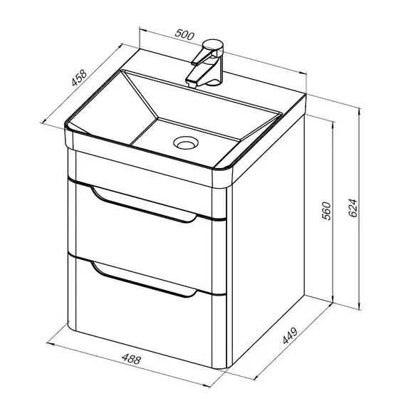 ТУМБА ПОД РАКОВИНУ AQUANET СОФИЯ 50 БЕЛЫЙ ГЛЯНЕЦ (2 ЯЩИКА)