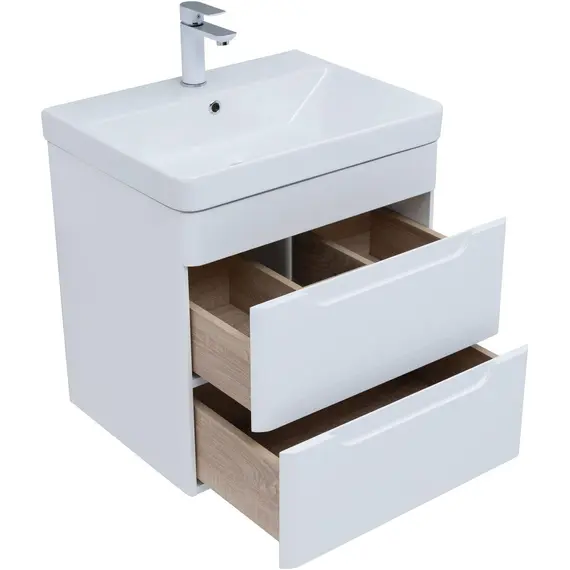 ТУМБА ПОД РАКОВИНУ AQUANET СОФИЯ 60 БЕЛЫЙ ГЛЯНЕЦ (2 ЯЩИКА)