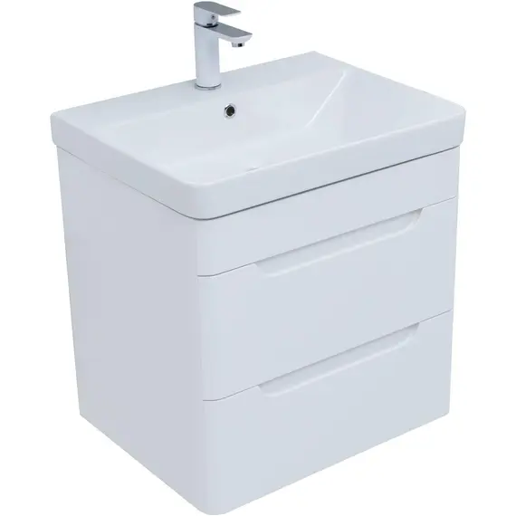 ТУМБА ПОД РАКОВИНУ AQUANET СОФИЯ 60 БЕЛЫЙ ГЛЯНЕЦ (2 ЯЩИКА)