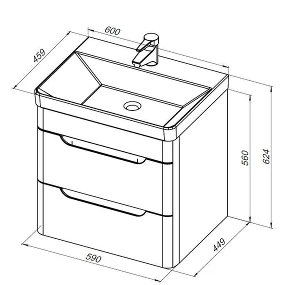 ТУМБА ПОД РАКОВИНУ AQUANET СОФИЯ 60 БЕЛЫЙ ГЛЯНЕЦ (2 ЯЩИКА)