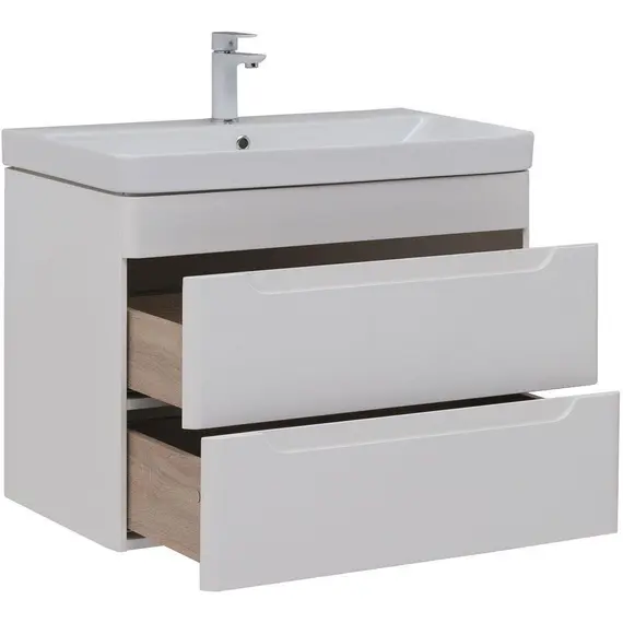 ТУМБА ПОД РАКОВИНУ AQUANET СОФИЯ 80 БЕЛЫЙ ГЛЯНЕЦ (2 ЯЩИКА)