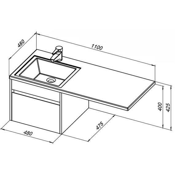 ТУМБА ПОД РАКОВИНУ AQUANET ТОКИО 48 БЕЛЫЙ (ПОДВЕСНАЯ, 1 ЯЩИК)