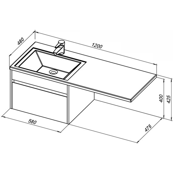ТУМБА ПОД РАКОВИНУ AQUANET ТОКИО 58 БЕЛЫЙ (ПОДВЕСНАЯ, 1 ЯЩИК)