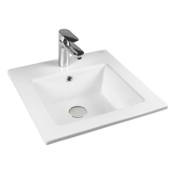 РАКОВИНА ВСТРАИВАЕМАЯ КВАДРАТНАЯ BOND S06-410 41*41*18СМ БЕЛАЯ С ПЕРЕЛИВОМ