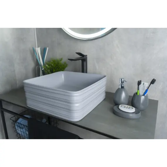 СЕРАЯ МАТОВАЯ КЕРАМИЧЕСКАЯ РАКОВИНА GID GM965