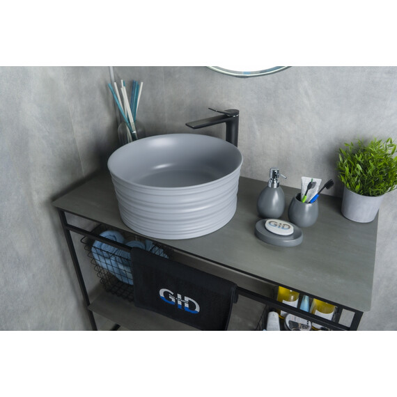 СЕРАЯ МАТОВАЯ КЕРАМИЧЕСКАЯ РАКОВИНА GID GM969