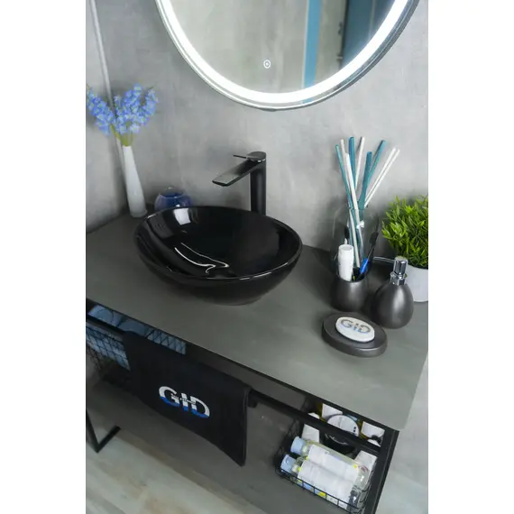 ЧЕРНАЯ ГЛЯНЦЕВАЯ КЕРАМИЧЕСКАЯ РАКОВИНА GID NC920