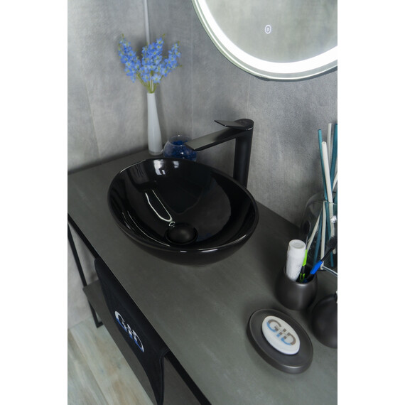 ЧЕРНАЯ ГЛЯНЦЕВАЯ КЕРАМИЧЕСКАЯ РАКОВИНА GID NC920