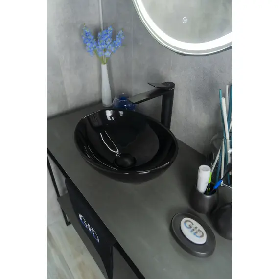 ЧЕРНАЯ ГЛЯНЦЕВАЯ КЕРАМИЧЕСКАЯ РАКОВИНА GID NC920