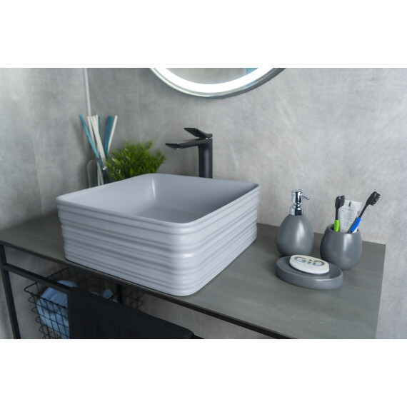 СЕРАЯ МАТОВАЯ КЕРАМИЧЕСКАЯ РАКОВИНА GID GM965