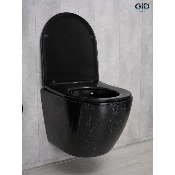 УНИТАЗ ПОДВЕСНОЙ GID BS2198 ЧЕРНЫЙ ГЛЯНЦЕВЫЙ ПОД КАМЕНЬ