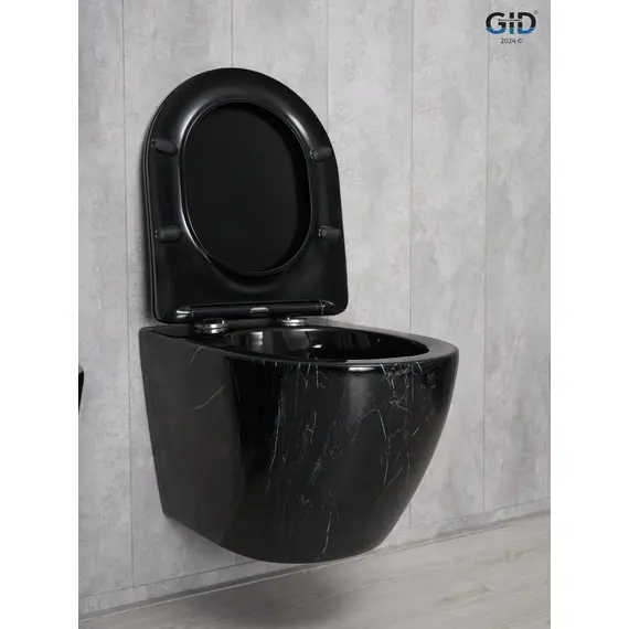 УНИТАЗ ПОДВЕСНОЙ GID BS2198 ЧЕРНЫЙ ГЛЯНЦЕВЫЙ ПОД КАМЕНЬ