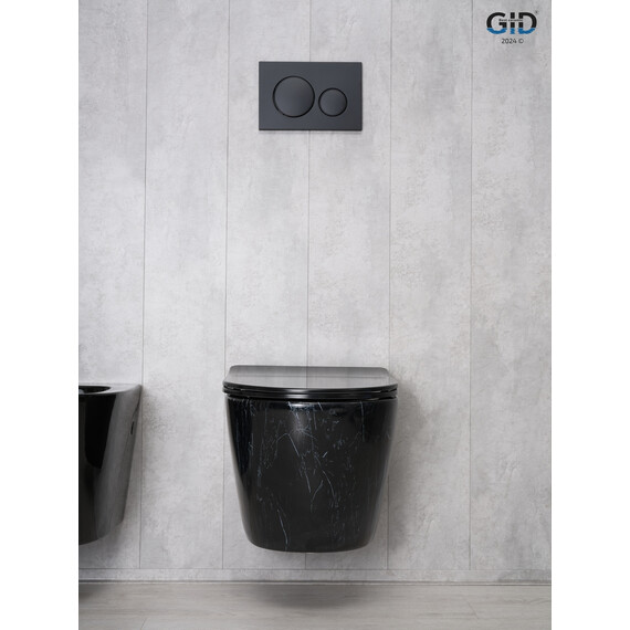 УНИТАЗ ПОДВЕСНОЙ GID BS2198 ЧЕРНЫЙ ГЛЯНЦЕВЫЙ ПОД КАМЕНЬ