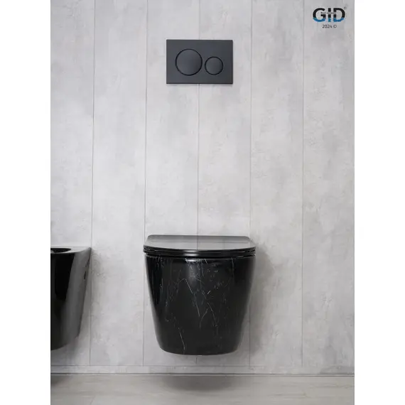 УНИТАЗ ПОДВЕСНОЙ GID BS2198 ЧЕРНЫЙ ГЛЯНЦЕВЫЙ ПОД КАМЕНЬ