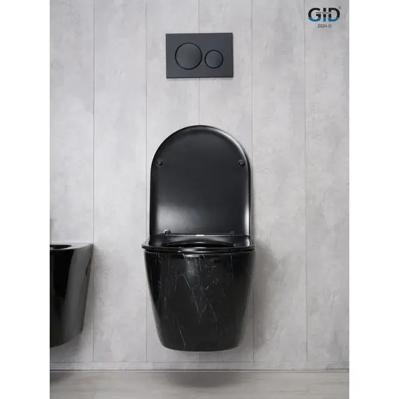 УНИТАЗ ПОДВЕСНОЙ GID BS2198 ЧЕРНЫЙ ГЛЯНЦЕВЫЙ ПОД КАМЕНЬ