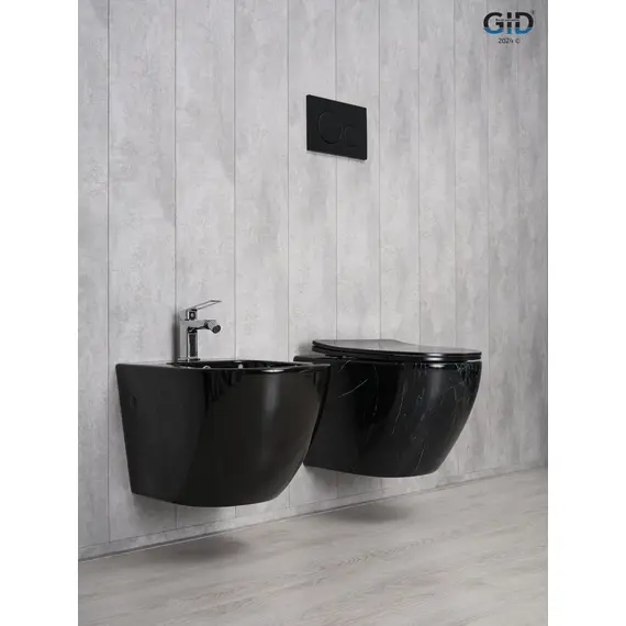 УНИТАЗ ПОДВЕСНОЙ GID BS2198 ЧЕРНЫЙ ГЛЯНЦЕВЫЙ ПОД КАМЕНЬ