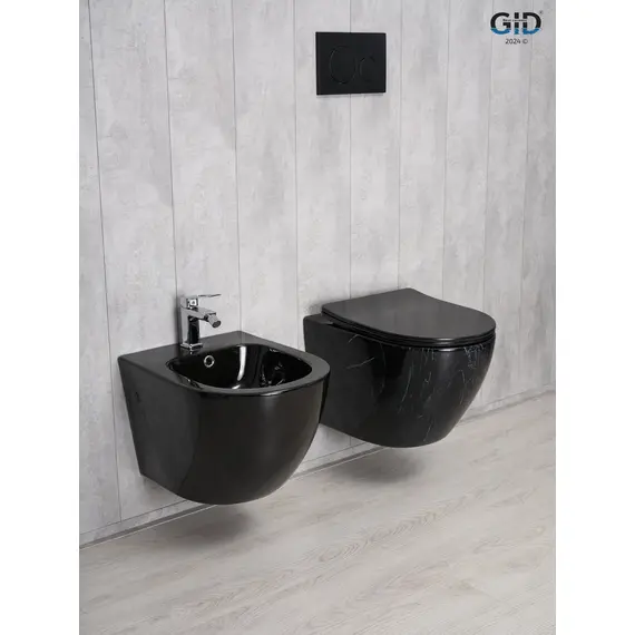 УНИТАЗ ПОДВЕСНОЙ GID BS2198 ЧЕРНЫЙ ГЛЯНЦЕВЫЙ ПОД КАМЕНЬ