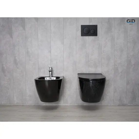 УНИТАЗ ПОДВЕСНОЙ GID BS2198 ЧЕРНЫЙ ГЛЯНЦЕВЫЙ ПОД КАМЕНЬ