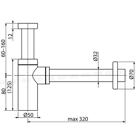 СИФОН ДЛЯ РАКОВИНЫ ХРОМ GID G-54CH