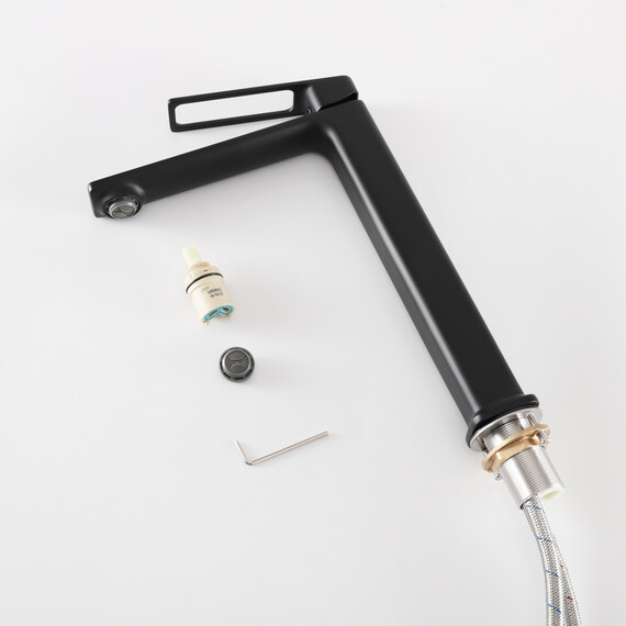 СМЕСИТЕЛЬ ВЫСОКИЙ ДЛЯ РАКОВИНЫ GID NIAGARA L057-BM-D L057BMD ЧЕРНЫЙ МАТОВЫЙ