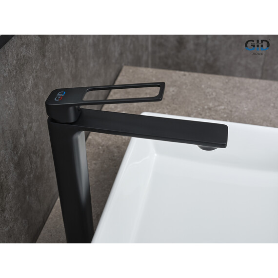 СМЕСИТЕЛЬ ВЫСОКИЙ ДЛЯ РАКОВИНЫ GID NIAGARA L057-BM-D L057BMD ЧЕРНЫЙ МАТОВЫЙ