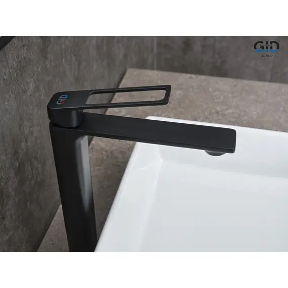 СМЕСИТЕЛЬ ВЫСОКИЙ ДЛЯ РАКОВИНЫ GID NIAGARA L057-BM-D L057BMD ЧЕРНЫЙ МАТОВЫЙ