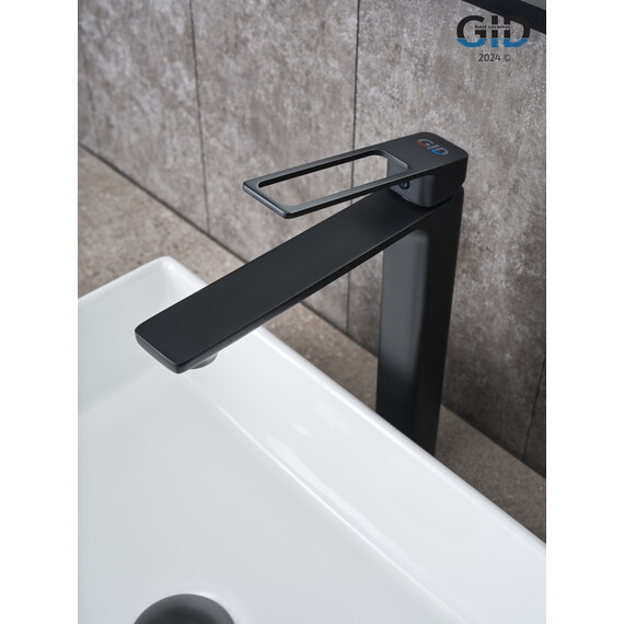 СМЕСИТЕЛЬ ВЫСОКИЙ ДЛЯ РАКОВИНЫ GID NIAGARA L057-BM-D L057BMD ЧЕРНЫЙ МАТОВЫЙ