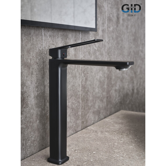 СМЕСИТЕЛЬ ВЫСОКИЙ ДЛЯ РАКОВИНЫ GID NIAGARA L057-BM-D L057BMD ЧЕРНЫЙ МАТОВЫЙ