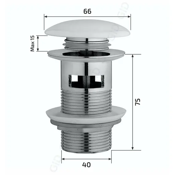 КЕРАМИЧЕСКИЙ ДОННЫЙ КЛАПАН GID BLM100-1 С ПЕРЕЛИВОМ