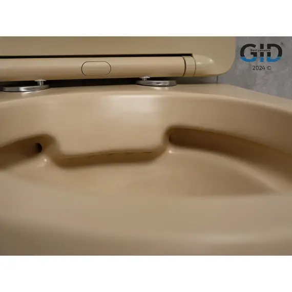 БЕЗОБОДКОВЫЙ ПОДВЕСНОЙ УНИТАЗ GID SR2198 СВЕТЛО-КОРИЧНЕВОЕ МАТОВОЕ С ПРОЧНОЙ КРЫШКОЙ-МИКРОЛИФТ ИЗ ДЮРОПЛАСТА