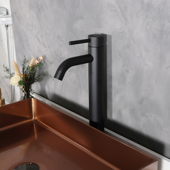 СМЕСИТЕЛЬ ВЫСОКИЙ ДЛЯ РАКОВИНЫ GID INGA SS096-BM-D SS096BMD ЧЕРНЫЙ МАТОВЫЙ