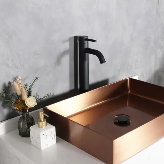 СМЕСИТЕЛЬ ВЫСОКИЙ ДЛЯ РАКОВИНЫ GID INGA SS096-BM-D SS096BMD ЧЕРНЫЙ МАТОВЫЙ