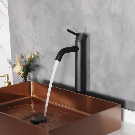 СМЕСИТЕЛЬ ВЫСОКИЙ ДЛЯ РАКОВИНЫ GID INGA SS096-BM-D SS096BMD ЧЕРНЫЙ МАТОВЫЙ