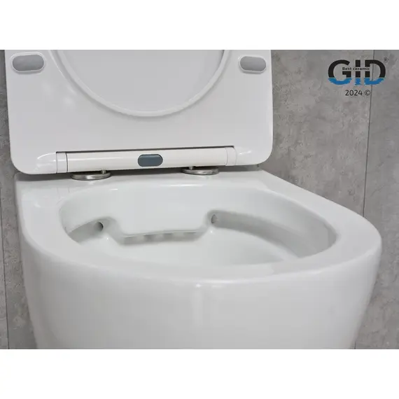 БЕЗОБОДКОВЫЙ ПОДВЕСНОЙ УНИТАЗ GID TR2198 С ПРОЧНОЙ КРЫШКОЙ-МИКРОЛИФТ ИЗ ДЮРОПЛАСТА