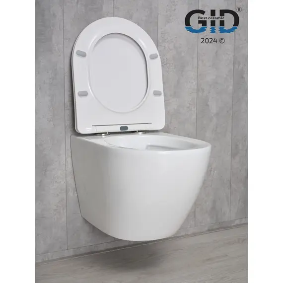 БЕЗОБОДКОВЫЙ ПОДВЕСНОЙ УНИТАЗ GID TR2198 С ПРОЧНОЙ КРЫШКОЙ-МИКРОЛИФТ ИЗ ДЮРОПЛАСТА