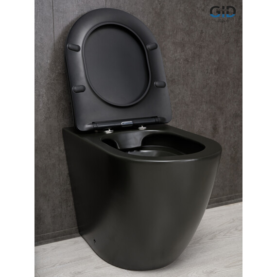 ПРИСТАВНОЙ УНИТАЗ GID TRS-269BM ЧЕРНЫЙ МАТОВЫЙ БЕЗОБОДКОВЫЙ