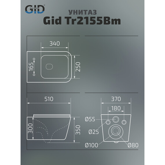 ПОДВЕСНОЙ УНИТАЗ GID TR2155BM