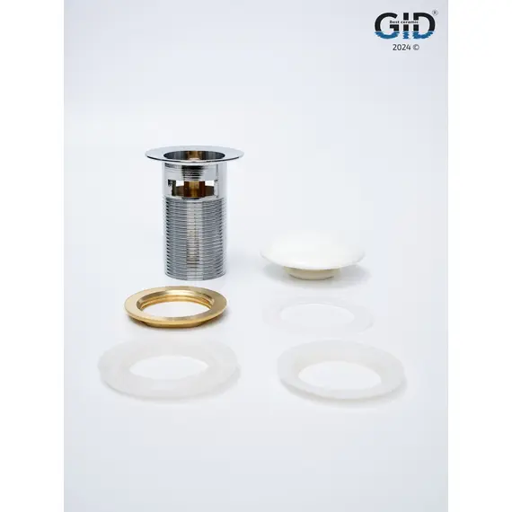 БЕЛЫЙ КЕРАМИЧЕСКИЙ ДОННЫЙ КЛАПАН GID WH100-1 С ПЕРЕЛИВОМ