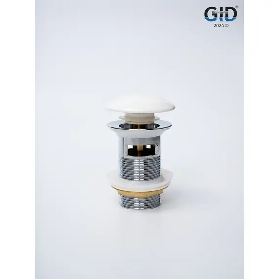 БЕЛЫЙ КЕРАМИЧЕСКИЙ ДОННЫЙ КЛАПАН GID WH100-1 С ПЕРЕЛИВОМ