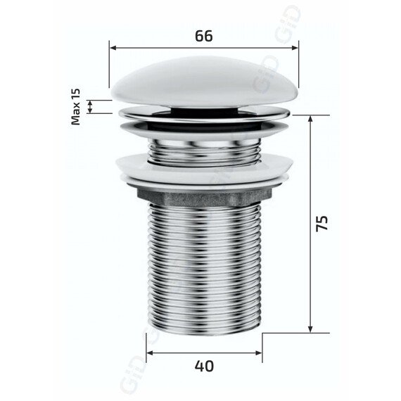ЧЕРНЫЙ МАТОВЫЙ КЕРАМИЧЕСКИЙ ДОННЫЙ КЛАПАН GID BLM100