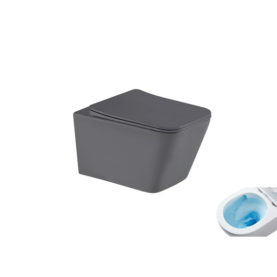 УНИТАЗ ПОДВЕСНОЙ TORNADO GID TR2143TF-DGM 62304Y СЕРЫЙ МАТОВЫЙ 49X34X36