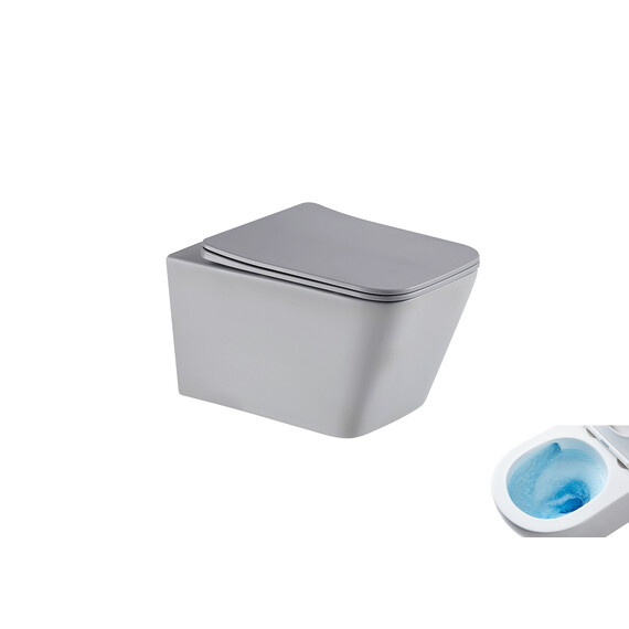 УНИТАЗ ПОДВЕСНОЙ TORNADO GID TR2143TF-LGM 62305Y СЕРЫЙ МАТОВЫЙ 49X34X36