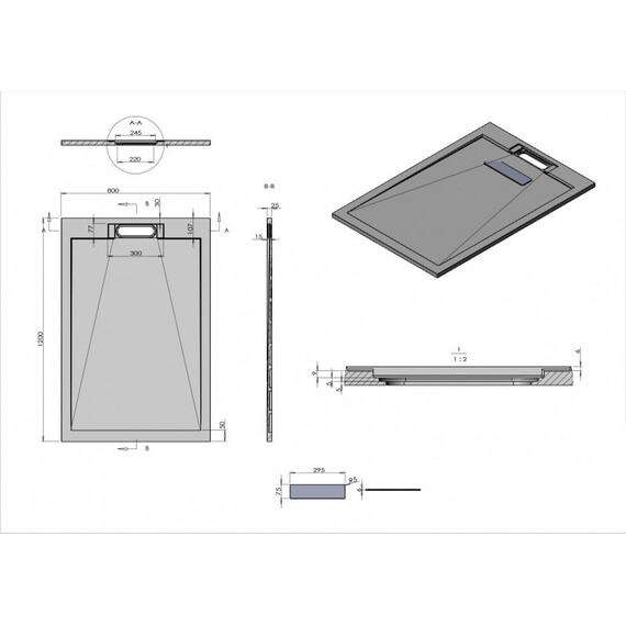 ПОДДОН ДУШЕВОЙ ESBANO ИЗ ИСКУССТВЕННОГО КАМНЯ ESP-LX128W БЕЛЫЙ