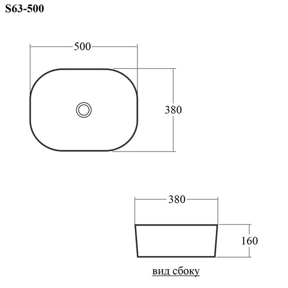 РАКОВИНА НАКЛАДНАЯ ПРЯМОУГОЛЬНАЯ BOND S63-500 50*38*16СМ БЕЛАЯ