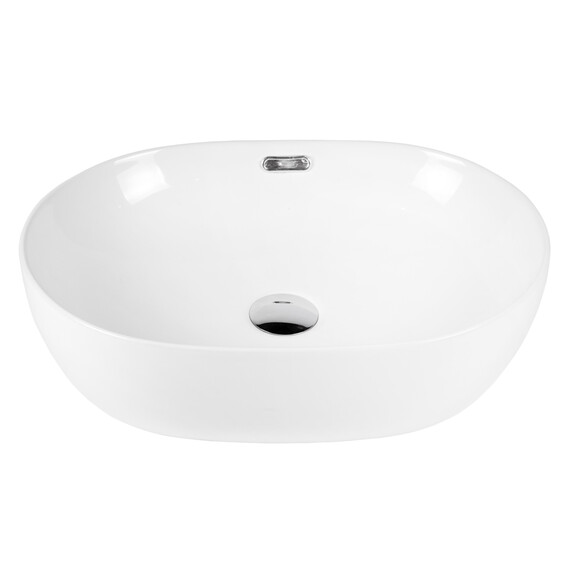 РАКОВИНА НАКЛАДНАЯ ОВАЛЬНАЯ С ПЕРЕЛИВОМ BOND S65-490 49*36*13,5СМ БЕЛАЯ